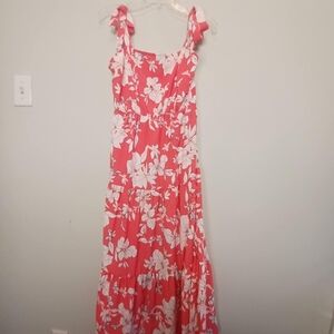 Social Standard by Sanctuary Women’s Size Sm Coral Floral Smocked Tie Dress $149